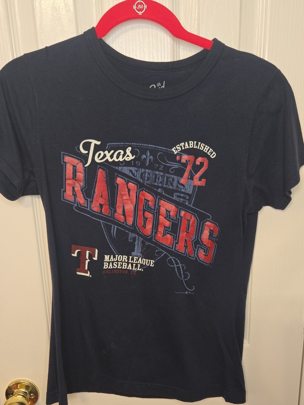 Texas Rangers Navy Graphic Womens Tee Sz L
